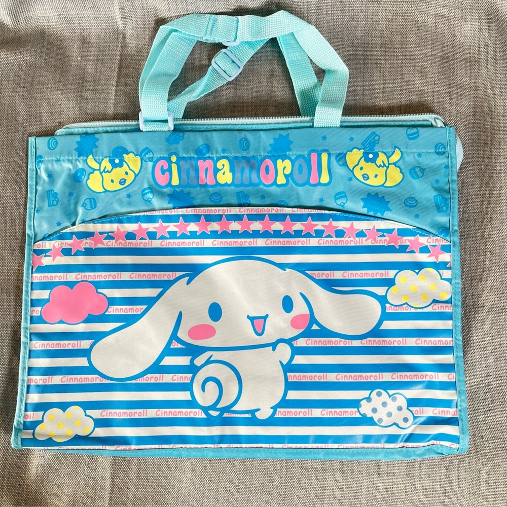 Sanrio Tote Bag Blue white Pink Cinnamoroll Character Vinyl Rare Zippered Bag